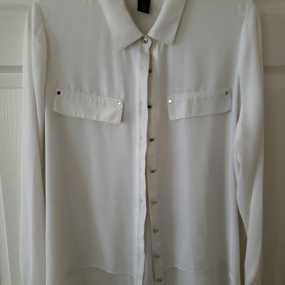 WHBM white layered blouse